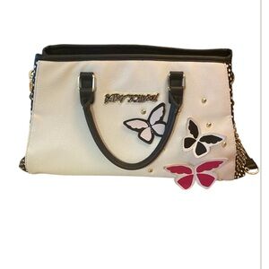BETSEY JOHNSON  White and Black Butterfly Handbag